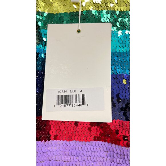 Mac Duggal Striped Sequin Long Sleeve Colorful Mini Dress Size 4 NWT - Picture 6 of 9